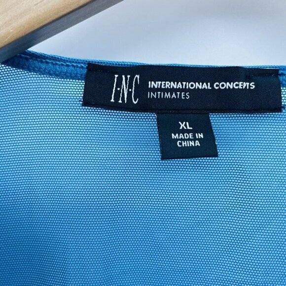 INC International Concepts Womens XL Long-Sleeve Lace Mesh Bodysuit Blue 891 - Picture 6 of 9